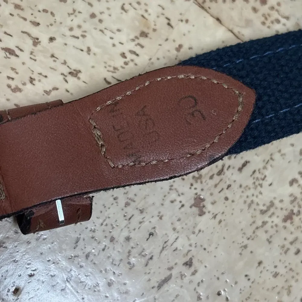 Zep-Pro Men's Leather Belt Canvas Webbing Maritime Signal Flags Size 30 Brass